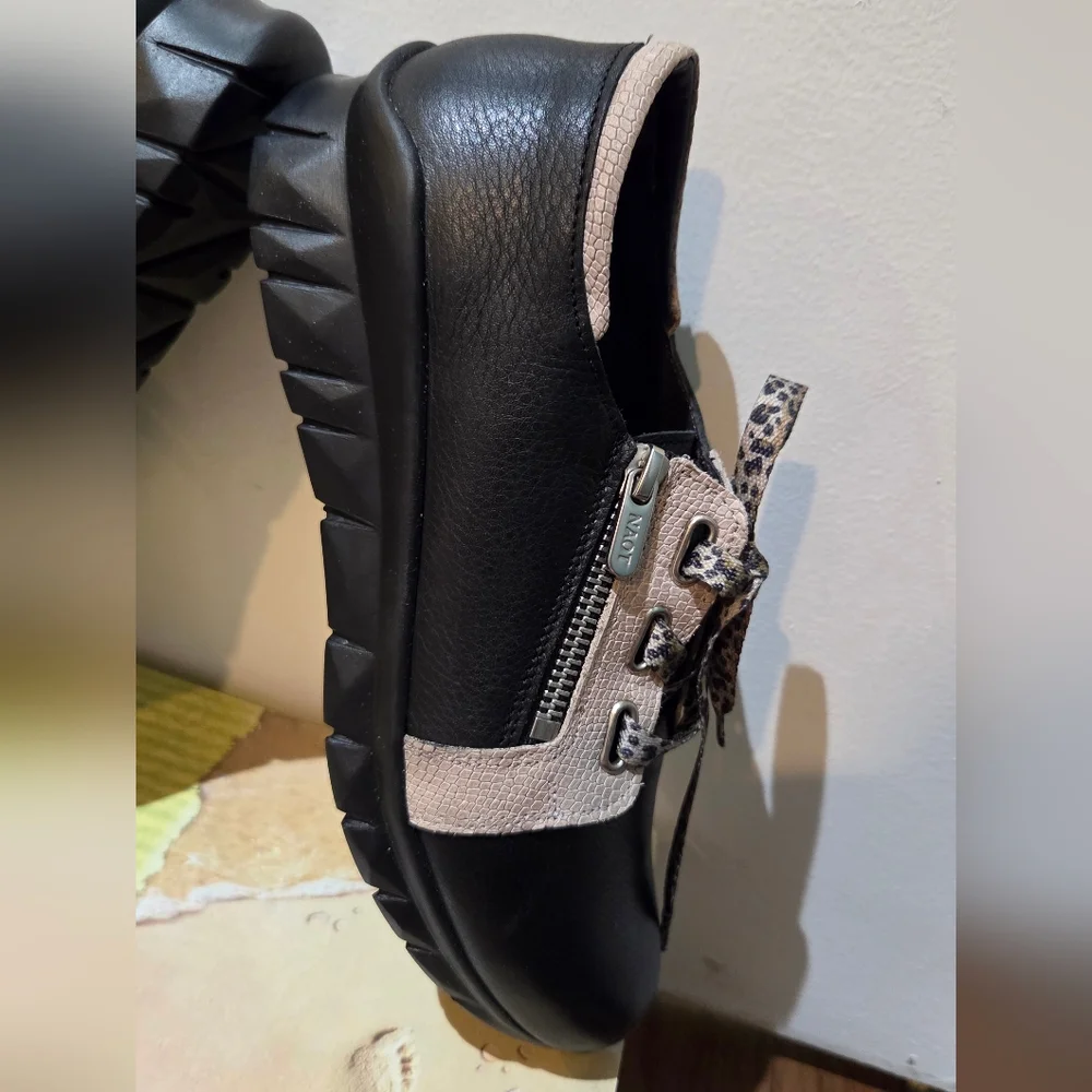 Women's Elios Beije Lizard With Black Leather & Cheetah Laces, Size 7 - Picture 14 of 16